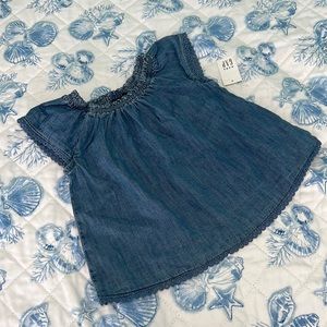 Baby Gap Denim Off Shoulder Top with Eyelet Detailing Size 18-24 Months